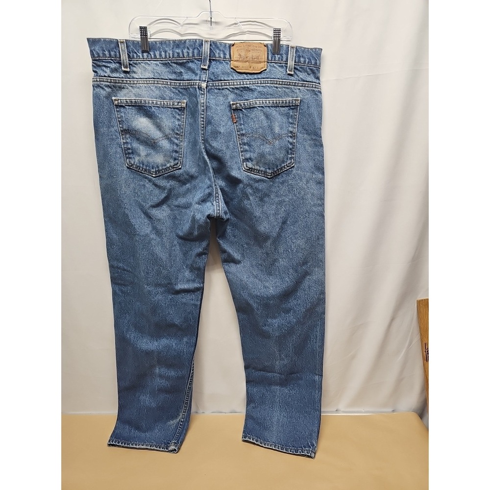 Vintage Levi's Mens 90s 505 Blue Denim Jeans USA Orange Tab Straight Leg 42x30 - Picture 10 of 16